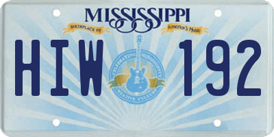 MS license plate HIW192