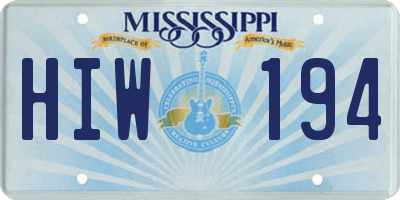 MS license plate HIW194