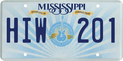 MS license plate HIW201