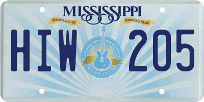MS license plate HIW205