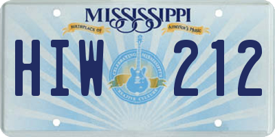 MS license plate HIW212