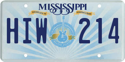 MS license plate HIW214