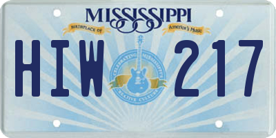 MS license plate HIW217