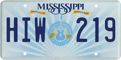 MS license plate HIW219