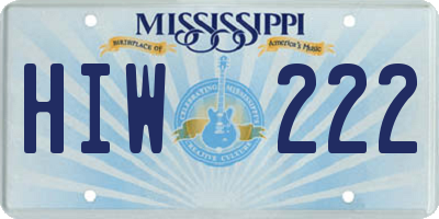 MS license plate HIW222