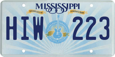 MS license plate HIW223