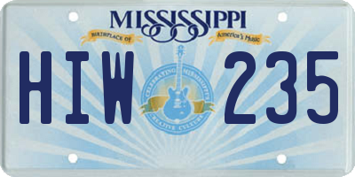 MS license plate HIW235