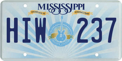 MS license plate HIW237