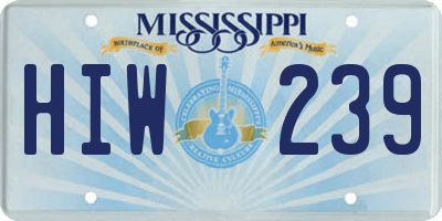 MS license plate HIW239