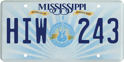 MS license plate HIW243