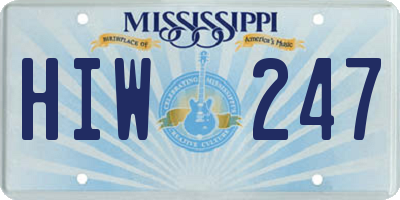 MS license plate HIW247