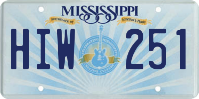 MS license plate HIW251