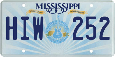 MS license plate HIW252