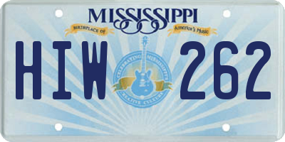 MS license plate HIW262