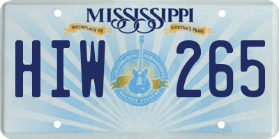MS license plate HIW265