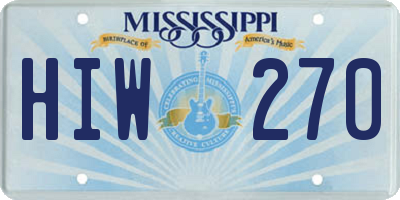 MS license plate HIW270