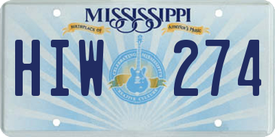 MS license plate HIW274