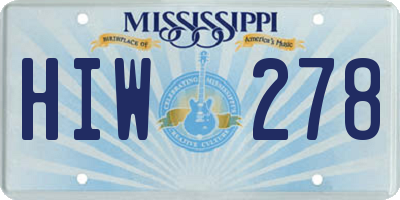MS license plate HIW278