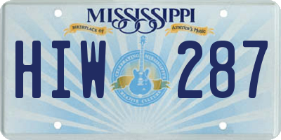 MS license plate HIW287