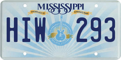 MS license plate HIW293