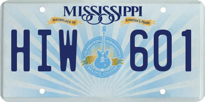 MS license plate HIW601