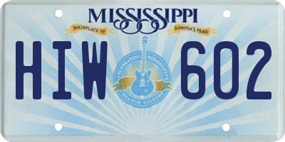 MS license plate HIW602