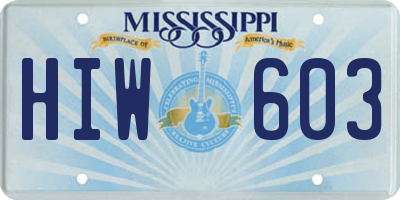 MS license plate HIW603