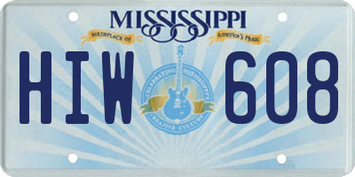 MS license plate HIW608