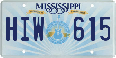 MS license plate HIW615