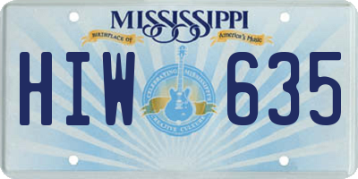 MS license plate HIW635
