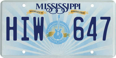 MS license plate HIW647