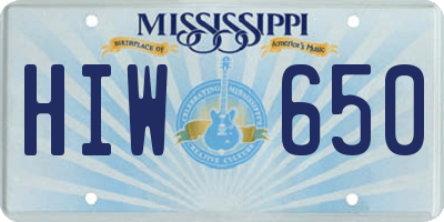 MS license plate HIW650