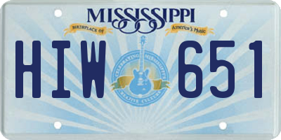 MS license plate HIW651