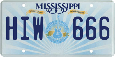 MS license plate HIW666