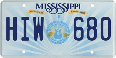 MS license plate HIW680