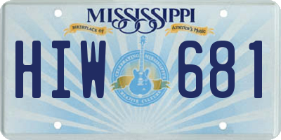 MS license plate HIW681