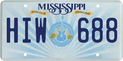 MS license plate HIW688