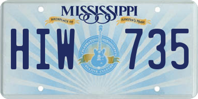 MS license plate HIW735