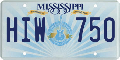 MS license plate HIW750