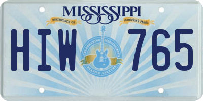 MS license plate HIW765