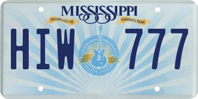 MS license plate HIW777