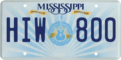MS license plate HIW800