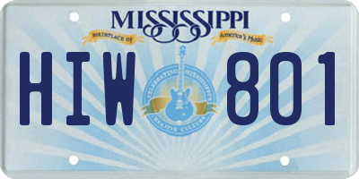 MS license plate HIW801