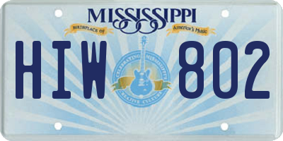 MS license plate HIW802