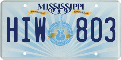 MS license plate HIW803