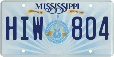 MS license plate HIW804