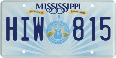MS license plate HIW815