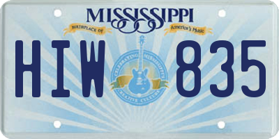 MS license plate HIW835