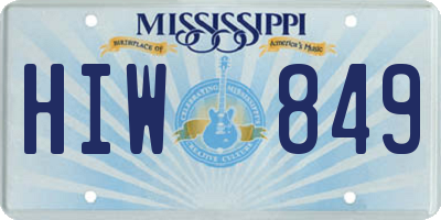 MS license plate HIW849