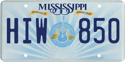MS license plate HIW850